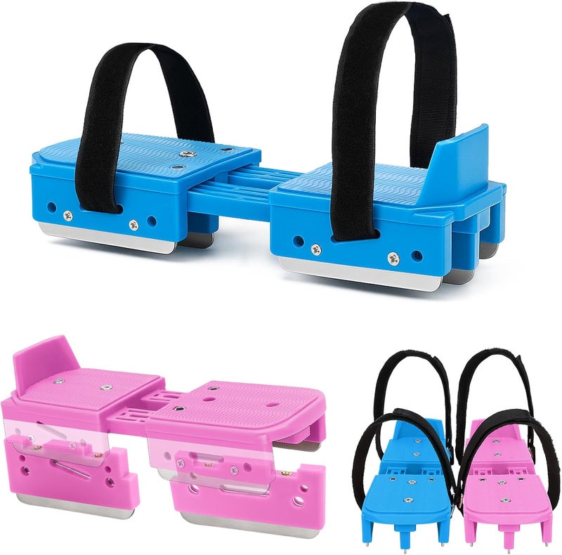 Tryly 1/2 Pairs Upgraded Toddler Ice Skates, Kids Adjustable 2-in-1 Double & Single Convertible Blade Skates with Hook and Loop Fastener Straps for Winter Toddler Training Shoes Beginner - Image 1